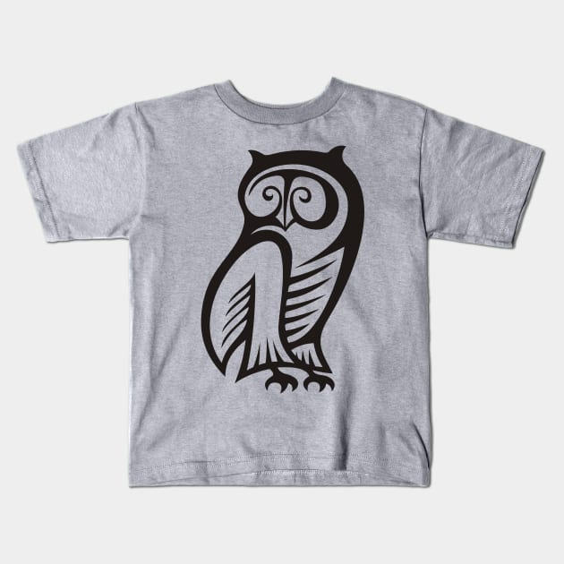 Owl Symbol Black Kids T-Shirt by sifis